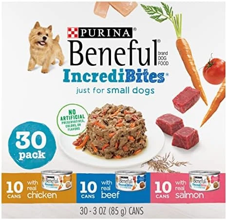 Purina Beneful Small Breed Wet Dog Food Variety Pack, IncrediBites With Real Beef, Chicken Or Salmon - (30) 3 Oz. Cans 16 Purina Beneful Small Breed Wet Dog Food Variety Pack, IncrediBites With Real Beef, Chicken Or Salmon - (30) 3 Oz. Cans - Image 14