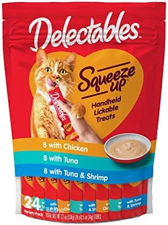 Hartz Delectables Squeeze Up Interactive Lickable Wet Cat Treats For Adult & Senior Cats, Tuna & Shrimp, 24 Count, 12 Ounces 11 Hartz Delectables Squeeze Up Interactive Lickable Wet Cat Treats For Adult & Senior Cats, Tuna & Shrimp, 24 Count, 12 Ounces - Image 9