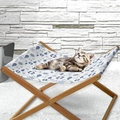 Lunarable Oktoberfest Pet Hammock, Salty Pretzels On Diamond Pattern Deutschland Country Snacks Food, Bed For Kittens Canopy With Durable Wooden Frame, 22" X 19 1/2" X 13", Sky Blue Ivory Redwood -Greenies Pet Store 51dYewfTpL. AC