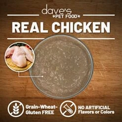 Dave's Pet Food Grain Free Wet Cat Food (Chicken Recipe In Saucey Pate), Naturally Healthy Canned Cat Food, Added Vitamins & Minerals, Wheat & Gluten-Free, 5.5 Oz (Case Of 24) -Greenies Pet Store 51dtImTjtAL