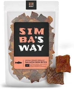 SIMBA'S WAY - Salmon Skin Bites Dog And Cat Treats, Organic Human Grade, Single Ingredient, All Natural, Grain-Free, No Preservatives, Made In The USA. [ 3 .oz ] [ 2 Pack ] -Greenies Pet Store 51e3IgzOLWL. AC