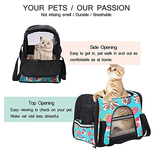 Pet Carrier Japanese Cuisine Sushi Octopus Sashimi Seafoods Pattern Soft-Sided Pet Travel Carriers For Cats,Dogs Puppy Comfort Portable Foldable Pet Bag Airline Approved 5 Pet Carrier Japanese Cuisine Sushi Octopus Sashimi Seafoods Pattern Soft-Sided Pet Travel Carriers For Cats,Dogs Puppy Comfort Portable Foldable Pet Bag Airline Approved - Image 3