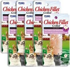 INABA Natural, Premium Hand-Cut Grilled Chicken Fillet Cat Treats/Topper/Complement With Vitamin E And Green Tea Extract, 0.9 Ounces Each, Pack Of 10, Variety Pack -Greenies Pet Store 51eTvV7z9IL. AC