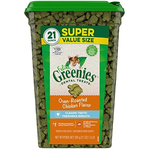 FELINE GREENIES Natural Dental Care Cat Treats Oven Roasted Chicken Flavor, 21 Oz. Tub 3 FELINE GREENIES Natural Dental Care Cat Treats Oven Roasted Chicken Flavor, 21 Oz. Tub