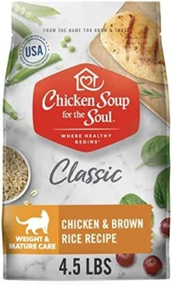 Chicken Soup For The Soul Pet Food - Weight & Mature Care Dry Cat Food, Chicken & Brown Rice Recipe 13.5 Lb. Bag | Soy, Corn & Wheat Free, No Artificial Flavors Or Preservatives 14 Chicken Soup For The Soul Pet Food - Weight & Mature Care Dry Cat Food, Chicken & Brown Rice Recipe 13.5 Lb. Bag | Soy, Corn & Wheat Free, No Artificial Flavors Or Preservatives -Greenies Pet Store 51gKOU51XXL. AC