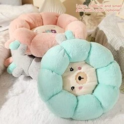 JENPECH Round Flower Shape Plush Cats Bed House Cats Mat Winter Warm Sleeping Cats Nests Soft Dog Basket Pet Cushion Portable Pet Supplies Grey L -Greenies Pet Store 51hG6ajrjWL