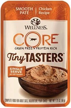 Wellness CORE Tiny Tasters Wet Cat Food, Complete & Balanced Natural Pet Food, Made With Real Meat, 1.75-Ounce Pouch, 12 Pack (Adult Cat, Land Variety Pack) -Greenies Pet Store 51hd3GHBybL. AC