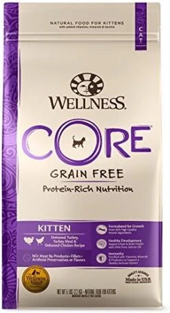 Wellness CORE Grain-Free Kitten Formula Dry Cat Food, 5 Pound Bag -Greenies Pet Store 51iP5Q1ST7L. AC