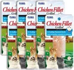 INABA Natural, Premium Hand-Cut Grilled Chicken Fillet Cat Treats/Topper/Complement With Vitamin E And Green Tea Extract, 0.9 Ounces Each, Pack Of 10, Variety Pack -Greenies Pet Store 51kHzVWDJfL. AC