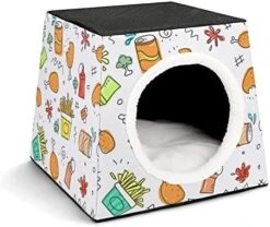 Printed Cat Cube Kitty House Indoor Cats Bed Cat Sofa Small Dogs Shelter Warm And Cozy Fried Chicken Foods -Greenies Pet Store 51lja4yOpNL. AC