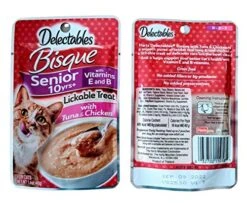 GENERIC Delectables Senior 10+ Lickable Treats Variety Bundle Pack Of 16: (4) Bisque Tuna & Shrimp, (4) Bisque Tuna & Chicken, (4) Stew Chicken & Tuna, (4) Stew Tuna & Whitefish. 1.4 Oz Each. -Greenies Pet Store 51m1J9VM3ZL