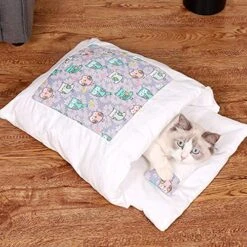 JENPECH 2021 New Lovely Cat Bed - Owl Star Print Cat Warm Sleeping Bed Bag - Washable Closed Kitten Net With Pillow -Greenies Pet Store 51m3ioaNeSL
