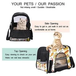 Pet Carrier Fast Food Pizza Hamburg Hot Dog Pattern Soft-Sided Pet Travel Carriers For Cats,Dogs Puppy Comfort Portable Foldable Pet Bag Airline Approved -Greenies Pet Store 51n46XZu2iS