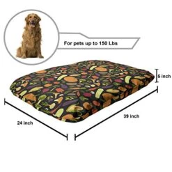 Lunarable Vegetable Pet Bed, Repeating Pattern With Various Healthy Fresh Foods On Dark Backdrop, Chew Resistant Pad For Dogs And Cats Cushion With Removable Cover, 24" X 39", Charcoal Grey Multicolor -Greenies Pet Store 51nOHiGUmUL