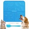 Femont X Large Licking Mat For Dog Slow Feeder Mat With 165 Strong Suction Cups For Peanut Butter,BPA Free Lick Pad For Pet Relieving Anxiety,Boredom,Grooming,Training(Blue,1 Spatula,1 Brush) -Greenies Pet Store 51oFMgRvZnL