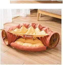 YangYan Cat Bed Tunnel Collapsible Removeable Cat Tunnel Tube Pet Interactive Play Toys With Plush Balls For Cat Puppy (Color : Gold) -Greenies Pet Store 51p63B7hWSL. AC