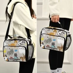 Eionryn Cute Kitty Cat With Cat Breeds Toys And Food Lunch Bags Lovely Cat Kitchen Lunch Box Insulated Cooler Bag Reusable Tote Shoulder Bag For Outdoor Picnic Meal Office -Greenies Pet Store 51pfAvZro6L