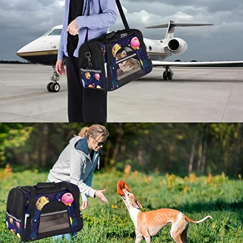 Pet Carrier Funny Food Donuts Hamburger Galaxy Planets Soft-Sided Pet Travel Carriers For Cats,Dogs Puppy Comfort Portable Foldable Pet Bag Airline Approved 8 Pet Carrier Funny Food Donuts Hamburger Galaxy Planets Soft-Sided Pet Travel Carriers For Cats,Dogs Puppy Comfort Portable Foldable Pet Bag Airline Approved - Image 6