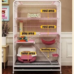 Cat Enclosures For Outside Universal Wheels Easy To Move, Designed From Metal Durable Suitable For Cats, Dogs, Rabbits, Blue/Pink (Color : Blue, Size : 78 * 55 * 107cm) -Greenies Pet Store 51ruWFloQyL