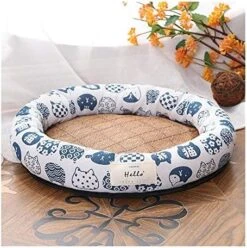 YangYan Cooling Pet Bed Mats, Breathable Pad Ultra Soft Comfortable Blanket Bed For Cats Small Medium Large Dogs Pet Summer Mats (Color : Blue Cat, Size : M) -Greenies Pet Store 51s3TOleITL. AC 1