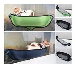 YangYan Cat Window Hammock With Strong Suction Cups Pet Kitty Hanging Sleeping Bed Comfortable Warm Ferret Cage Cat Shelf Seat Beds (Color : Black)