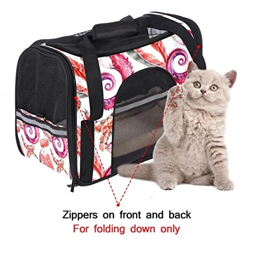 Pet Carrier Color Seafood Pattern Soft-Sided Pet Travel Carriers For Corgi,Cats,Dogs Puppy Comfort Portable Foldable Pet Bag Airline Approved 5 Pet Carrier Color Seafood Pattern Soft-Sided Pet Travel Carriers For Corgi,Cats,Dogs Puppy Comfort Portable Foldable Pet Bag Airline Approved - Image 3