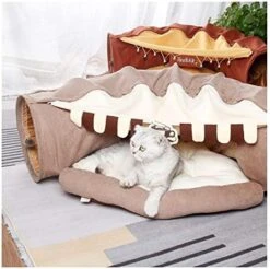 YangYan Cat Bed Tunnel Collapsible Removeable Cat Tunnel Tube Pet Interactive Play Toys With Plush Balls For Cat Puppy (Color : Gold) -Greenies Pet Store 51ssLTuw77L. AC 1