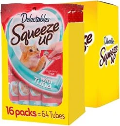 Hartz Delectables Squeeze Up Interactive Lickable Wet Cat Treats For Adult & Senior Cats, Tuna & Salmon, 4 Count(Pack Of 8) -Greenies Pet Store 51t1k7k8T7L. AC