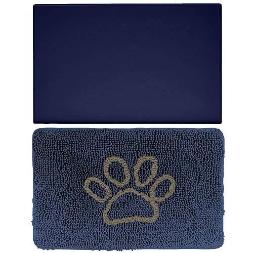Gorilla Grip Pet Feeding Mat And Indoor Doormat, Pet Feeding Mat Is Size 32x24 In Navy Color, Indoor Chenille Doormat Is 24x17 In Navy Cappuccino Color, 2 Items Bundle 3 Gorilla Grip Pet Feeding Mat And Indoor Doormat, Pet Feeding Mat Is Size 32x24 In Navy Color, Indoor Chenille Doormat Is 24x17 In Navy Cappuccino Color, 2 Items Bundle