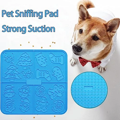Femont X Large Licking Mat For Dog Slow Feeder Mat With 165 Strong Suction Cups For Peanut Butter,BPA Free Lick Pad For Pet Relieving Anxiety,Boredom,Grooming,Training(Blue,1 Spatula,1 Brush) 6 Femont X Large Licking Mat For Dog Slow Feeder Mat With 165 Strong Suction Cups For Peanut Butter,BPA Free Lick Pad For Pet Relieving Anxiety,Boredom,Grooming,Training(Blue,1 Spatula,1 Brush) - Image 4