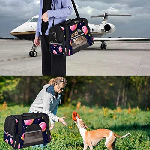 Pet Carrier Cartoon Donuts Food Plants Pattern Soft-Sided Pet Travel Carriers For Cats,Dogs Puppy Comfort Portable Foldable Pet Bag Airline Approved 5 Pet Carrier Cartoon Donuts Food Plants Pattern Soft-Sided Pet Travel Carriers For Cats,Dogs Puppy Comfort Portable Foldable Pet Bag Airline Approved - Image 3