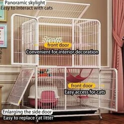Cat Enclosures For Outside Universal Wheels Easy To Move, Designed From Metal Durable Suitable For Cats, Dogs, Rabbits, Blue/Pink (Color : Blue, Size : 78 * 55 * 107cm) -Greenies Pet Store 614isQmyCjL