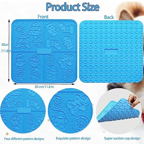 Femont X Large Licking Mat For Dog Slow Feeder Mat With 165 Strong Suction Cups For Peanut Butter,BPA Free Lick Pad For Pet Relieving Anxiety,Boredom,Grooming,Training(Blue,1 Spatula,1 Brush) 7 Femont X Large Licking Mat For Dog Slow Feeder Mat With 165 Strong Suction Cups For Peanut Butter,BPA Free Lick Pad For Pet Relieving Anxiety,Boredom,Grooming,Training(Blue,1 Spatula,1 Brush) - Image 5