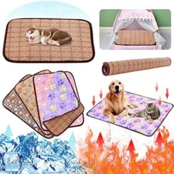 Hnjtkj Pet Dual-Use Mat Cushion Summer Cooling Comfortable And Cool Bamboo Fiber Mat Pet Supplies 40 * 30CM,Purple,40CM*30CM -Greenies Pet Store 61QPCnw18ML 2
