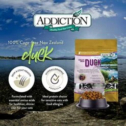 Addiction Grain-Free Duck Royale Entrée Dry Cat Food, Feline Beauty Formula Healthy Weight, Skin And Coat Health, Crafted In New Zealand - 4 Lb -Greenies Pet Store 61RHIUjV7WL