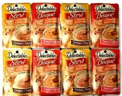 Delectables Lickable Treats Senior 15yrs+ Variety Bundle For Cats. Two Flavors, 4 Pouches Of Each Flavor. 8 Total 1.4 Oz Pouches.