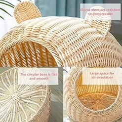 GAMIRA Pet Nest Pet House Rattan Cat Nest Summer Semi-Closed Indoor Sleeping Bed Mat Breathable Durable Puppy Basket For Small Medium Cats/Dogs (Color : Beige) 12 GAMIRA Pet Nest Pet House Rattan Cat Nest Summer Semi-Closed Indoor Sleeping Bed Mat Breathable Durable Puppy Basket For Small Medium Cats/Dogs (Color : Beige) -Greenies Pet Store 61xIEYdHRrL