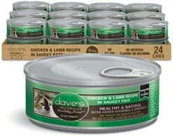 Dave's Pet Food Grain Free Wet Cat Food (Chicken Recipe In Saucey Pate), Naturally Healthy Canned Cat Food, Added Vitamins & Minerals, Wheat & Gluten-Free, 5.5 Oz (Case Of 24) -Greenies Pet Store 91zqHQZHI4L. AC